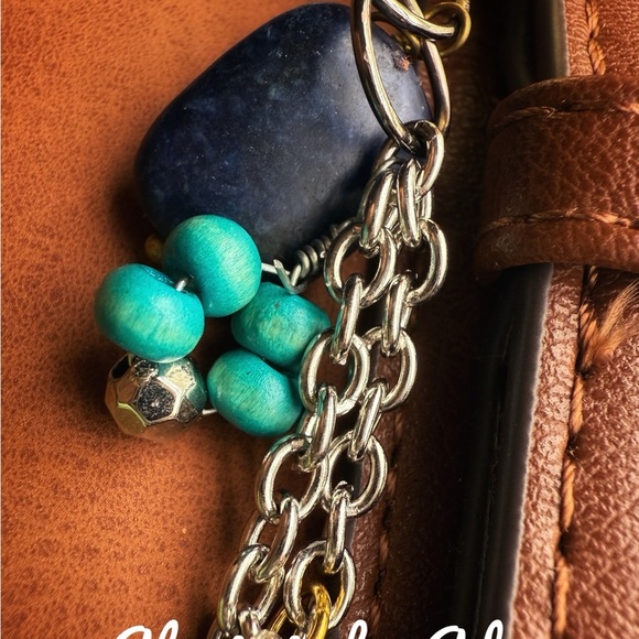 Lapis bag charms necklace Key Holder with Chain Accents - Picture 2 of 5
